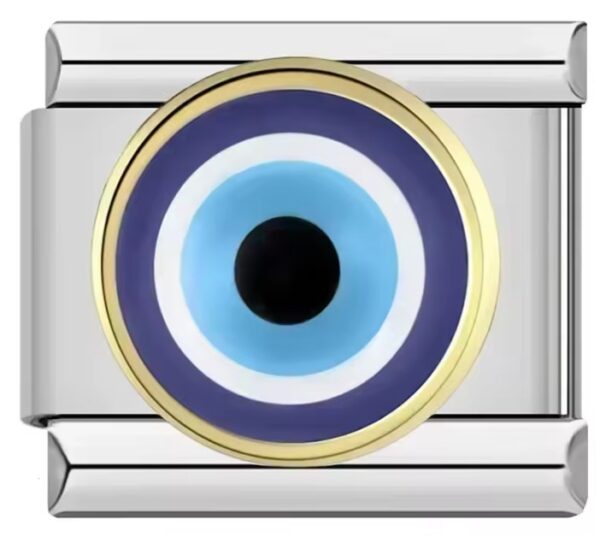 Evil Eye Stone Wypukłe w Złotej Obwódce